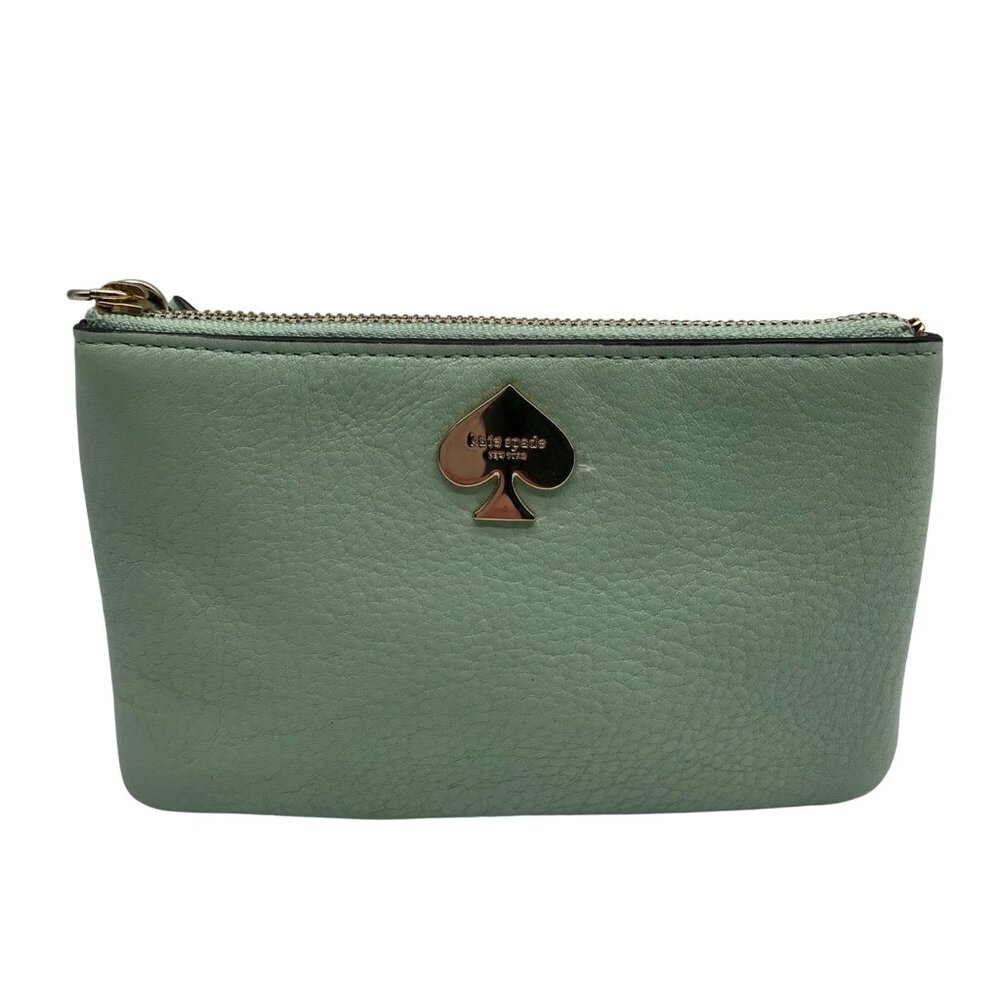 Kate Spade Mint Green Pebbled Leather Leroy Street Bee Wristlet